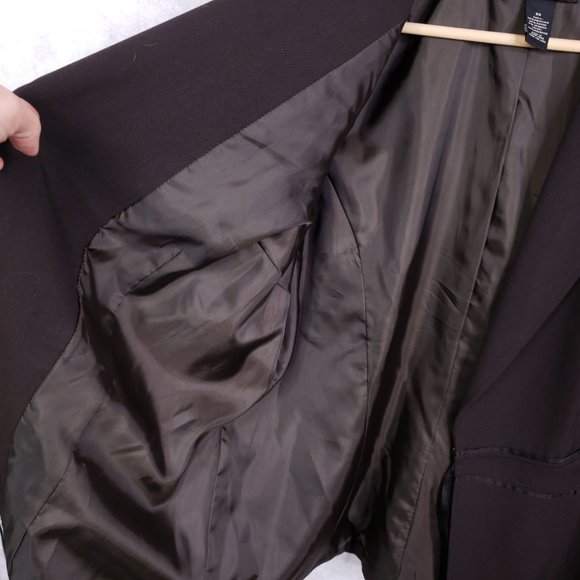 Lane Bryant Sz 20 Dark Brown Peak Lapel Clasp Front Blazer Jacket Secretary - Picture 7 of 7